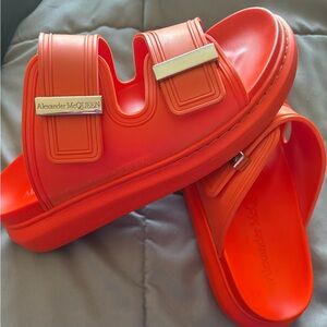 Alexander McQueen Vibrant Red Slide Sandals